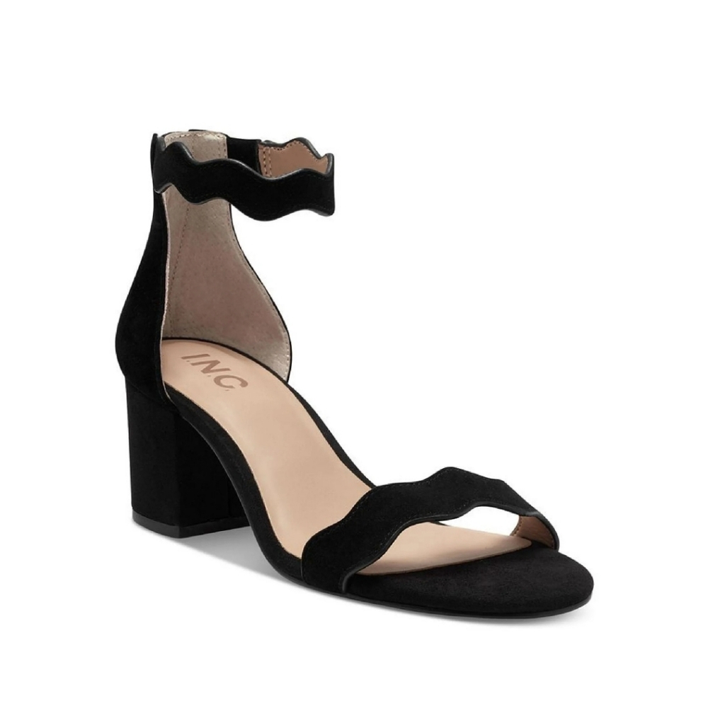 NWB INC‎ Black Block Heel Hadwin Suede Open Toe Sandal Size 5.5